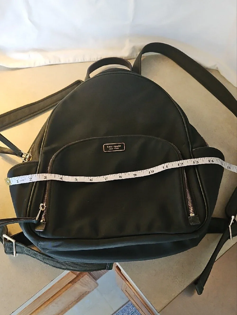 kate spade Dark Green nylon backpack with gold hardware